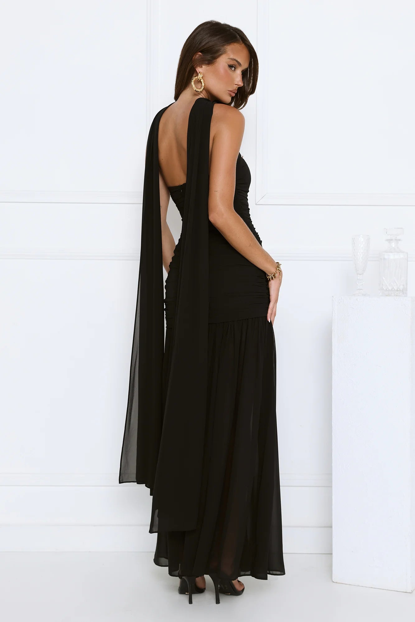 Soirée Glow Strapless Maxi Dress Black